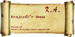 Krajczár Anna névjegykártya